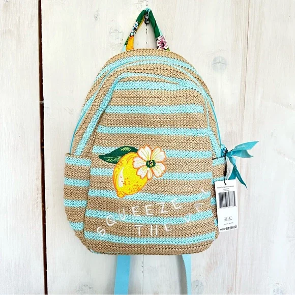 Vera Bradley Small Straw Compact Backpack in Lemon Grove “Squeeze The Day” NWT Vera Bradley Straw Compact Backpack Lemon | Mercari main image 4
